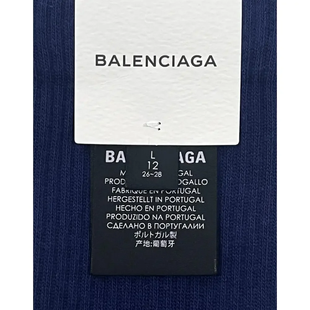 15-78(2) BALENCIAGA Men's Crew Socks Navy Large